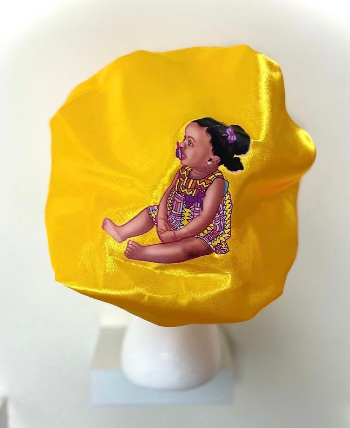 Kids satin bonnet sleeping cap soft wide band